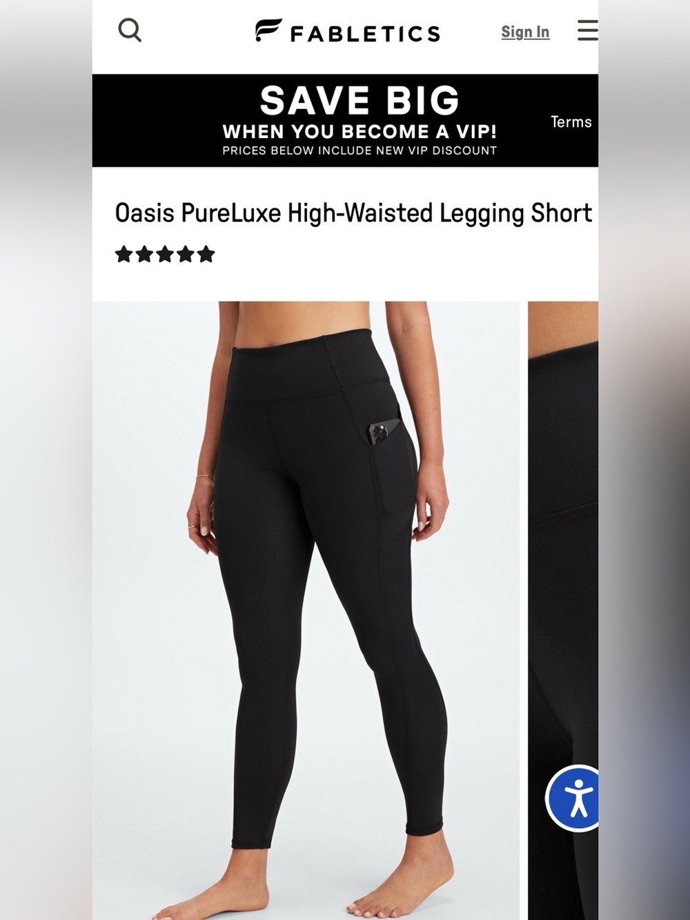 Fabletics Oasis PureLuxe High-Waisted Legging - Black